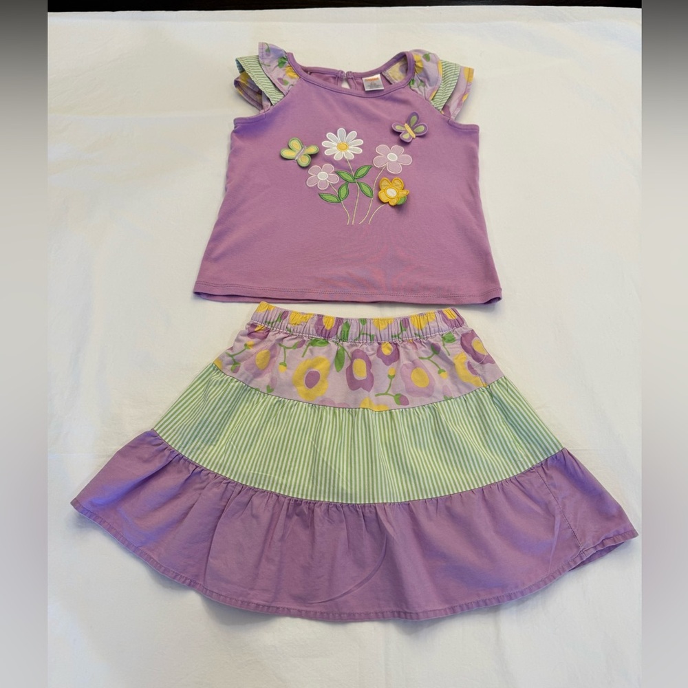 Gymboree Lavender Flowers 2 Piece Skort Set - Size 5T